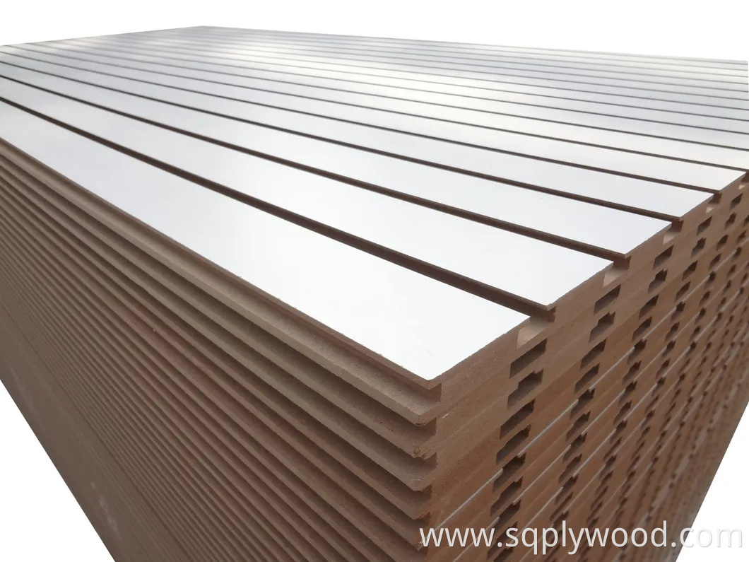 Linyi Factory 2-25mm Melamine Slatwall MDF Fiber Board Slot/Slotted Plain MDF for Furniture